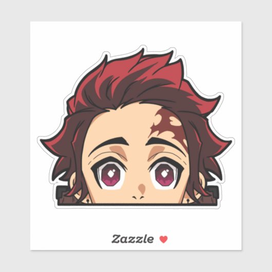 Tanjiro Kamado Peeker Sticker - Demon Slayer Decal (Vel)