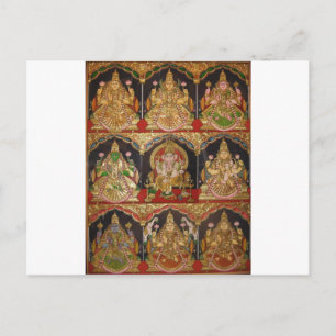 TANJORE PAINTING ASHTALAKSHMI SOUTH INDIA BRIEFKAART