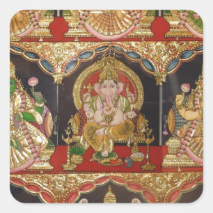 TANJORE PAINTING ASHTALAKSHMI SOUTH INDIA VIERKANTE STICKER