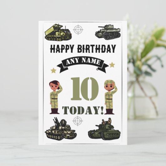 Tank Birthday Feestdagenkaart (Staand voorkant)