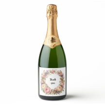tank je roos krans champagne fles label