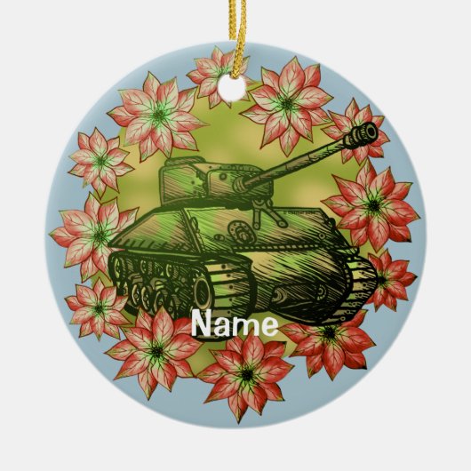 Tank kerstornament keramisch ornament (Voorkant)
