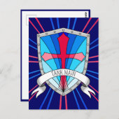 Tank Main Gamer Blue Red Cartoon Shield Briefkaart (Voorkant / Achterkant)