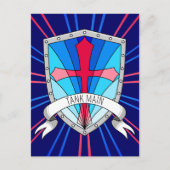 Tank Main Gamer Blue Red Cartoon Shield Briefkaart (Voorkant)