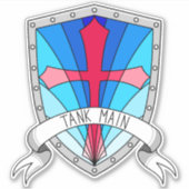 Tank Main Gamer Blue Red Cartoon Shield Sticker (Voorkant)