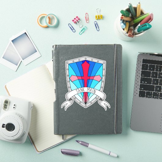 Tank Main Gamer Blue Red Cartoon Shield Sticker (iPad Cover)