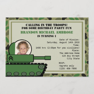 Tank Party Birthday/ Foto Kaart