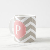 Tank Peach roze Chevron Monogram Koffiemok (Voorkant links)