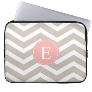 Tank Peach roze Chevron Monogram Laptop Sleeve