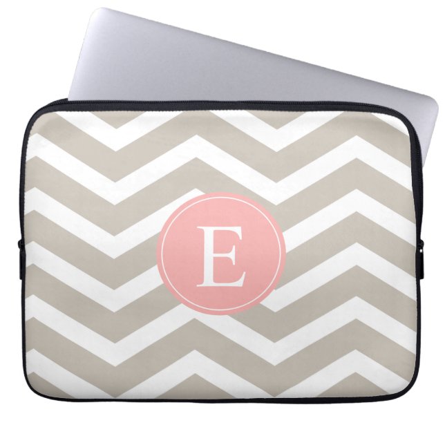 Tank Peach roze Chevron Monogram Laptop Sleeve (Voorkant)