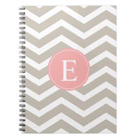 Tank Peach roze Chevron Monogram Notitieboek (Voorkant)