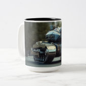 Tank van een alternatieve realiteit tweekleurige koffiemok (Voorkant links)