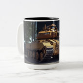 Tank van een alternatieve realiteit tweekleurige koffiemok (Voorkant links)