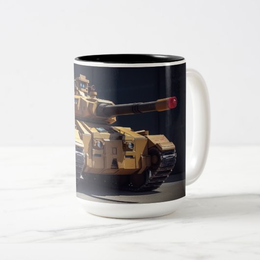 Tank van een alternatieve realiteit tweekleurige koffiemok (Voorkant rechts)