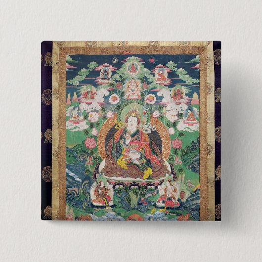 Tanka of Padmasambhava, c.749 AD Vierkante Button 5,1 Cm (Voorkant)