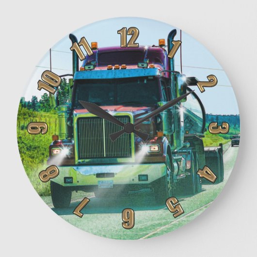 Tanker Cistern Truck Drivers Wall Clock Grote Klok (Voorkant)