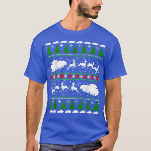 Tanker Reindeer Santa Sleigh Kerstmis lach lomp T-shirt