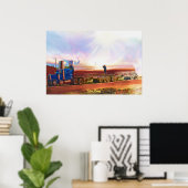 Tanker Truck Highway Driving Transport Art Poster (Thuiskantoor)