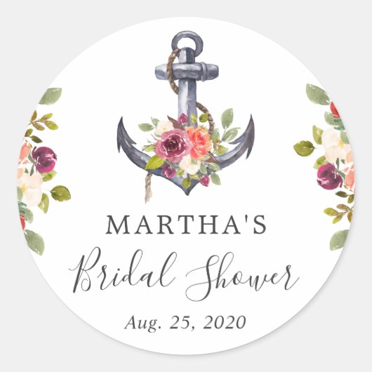 Tankeranker Bloemachtig Bruiloftsfeest Favor Ronde Sticker (Voorkant)