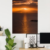 Tankschip op zonsondergang in de Atlantische Oceaa Poster (Thuiskantoor)