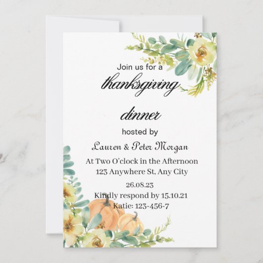 Tanksgiving Uitnodiging (Voorkant)