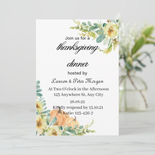 Tanksgiving Uitnodiging (Staand voorkant)