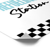 Tankstation Blauw Race Auto Drink Tafelbord Poster (Hoek)