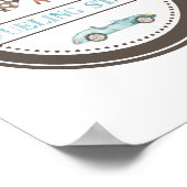 Tankstation Blauw Race Car Sign Poster (Hoek)