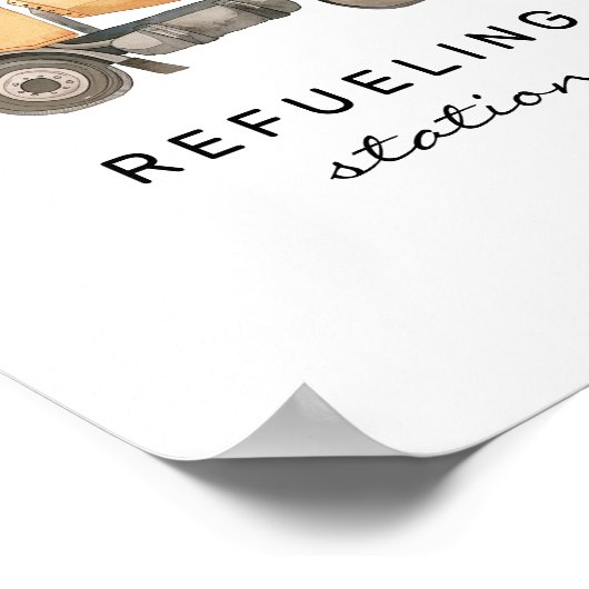 Tankstation Bouwtruck Verjaardagsbord Poster (Hoek)