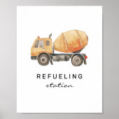 Tankstation Bouwtruck Verjaardagsbord Poster (Voorkant)