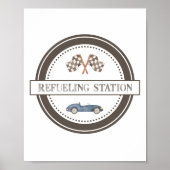 Tankstation Marine Blauw Race Car Sign Poster (Voorkant)