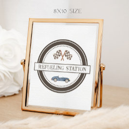 Tankstation Marine Blauw Race Car Sign Poster