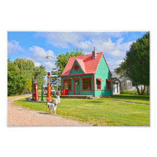 tankstation, Red Oak II, Missouri Foto Afdruk