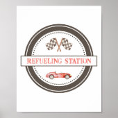 Tankstation Red Race Car Sign Poster (Voorkant)