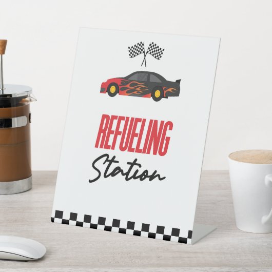 Tankstation Rode Race Auto Drink Tafel Reclamebord Met Voetstuk (Insitu)