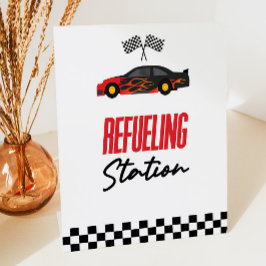 Tankstation Rode Race Auto Drink Tafel Reclamebord Met Voetstuk