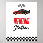 Tankstation Rode Race Auto Drink Tafelbord Poster (Voorkant)