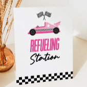 Tankstation Roze Race Auto Drink Tafel Reclamebord Met Voetstuk