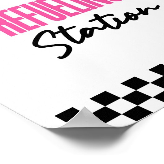 Tankstation Roze Race Auto Drink Tafelbord Poster (Hoek)