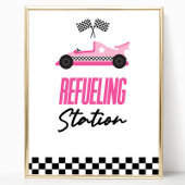 Tankstation Roze Race Auto Drink Tafelbord Poster