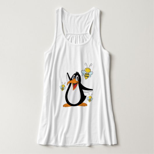 Tanktop Dames Pinguïn Hommels (Design voorkant)