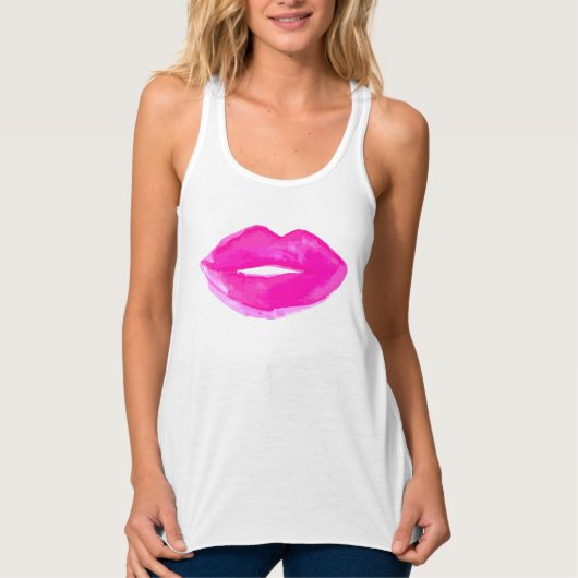Tanktop ♡ handbeschilderde lips (Voorkant)