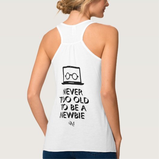 Tanktop: Nooit te oud (wit) Tanktop (Achterkant)