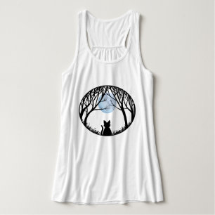 Tanktop van de Shirt van de dames met zwarte kat V