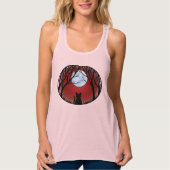 Tanktop van de Shirt van de dames met zwarte kat V (Voorkant)