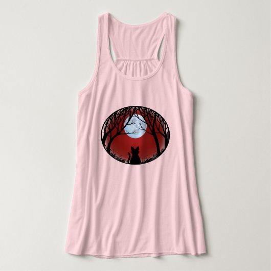 Tanktop van de Shirt van de dames met zwarte kat V (Design voorkant)
