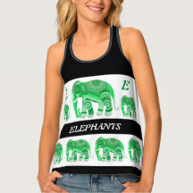 Tanktop van vrouwen met groene olifant