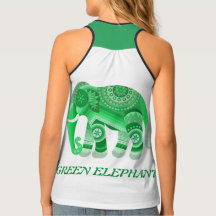 Tanktop van vrouwen met groene olifant