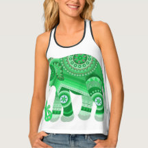 Tanktop van vrouwen met groene olifant