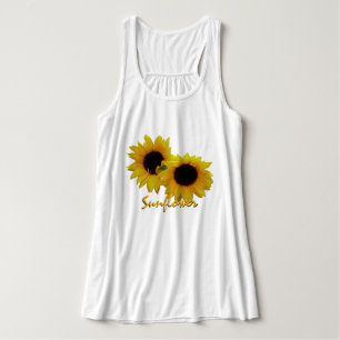 Tanktop voor zonnebloemen, voor dames, aangepast S